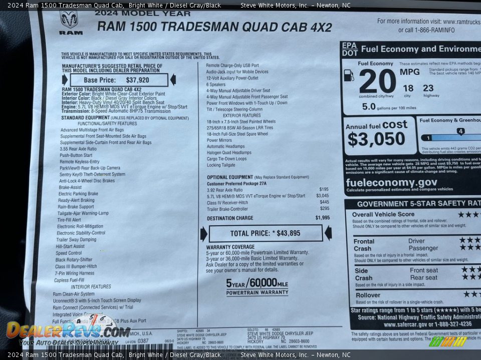 2024 Ram 1500 Tradesman Quad Cab Window Sticker Photo #25