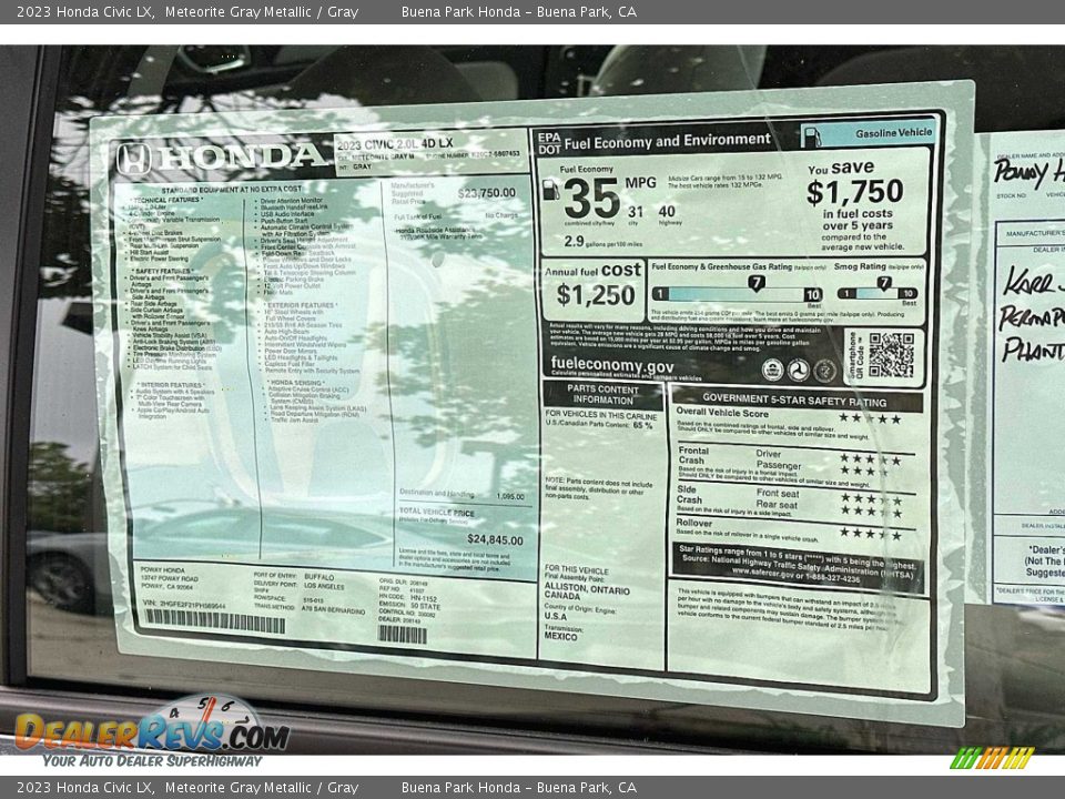 2023 Honda Civic LX Window Sticker Photo #21