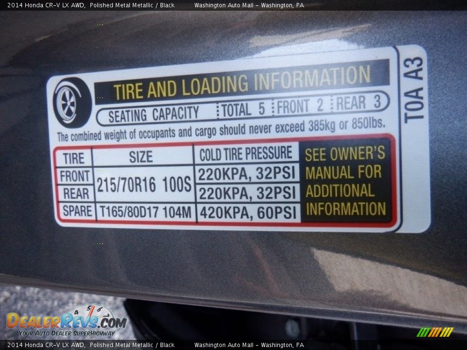 2014 Honda CR-V LX AWD Polished Metal Metallic / Black Photo #33