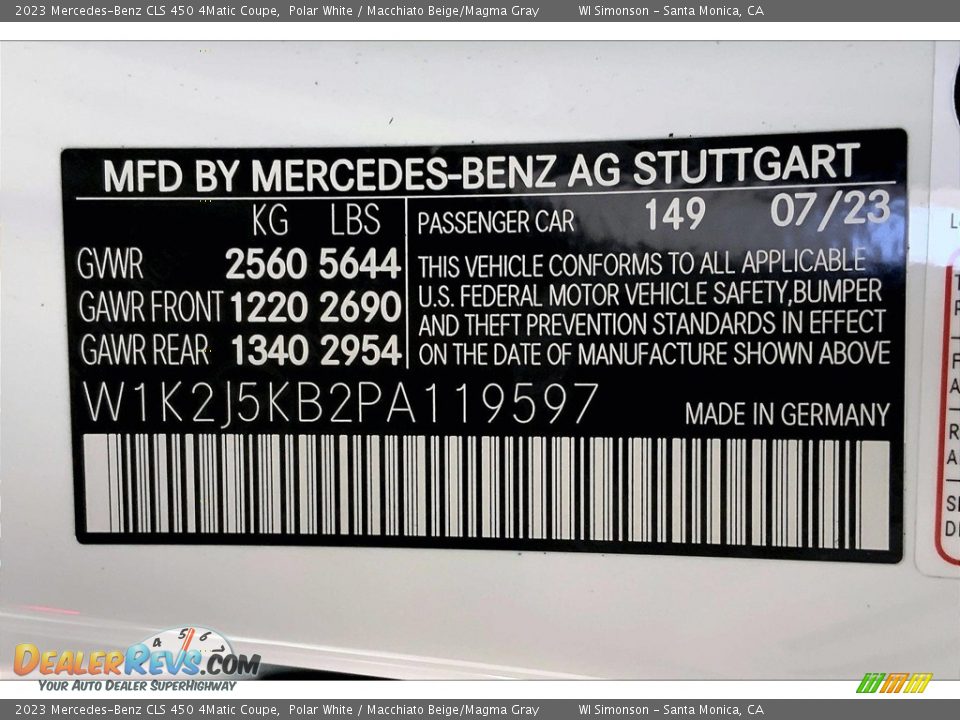 2023 Mercedes-Benz CLS 450 4Matic Coupe Polar White / Macchiato Beige/Magma Gray Photo #11