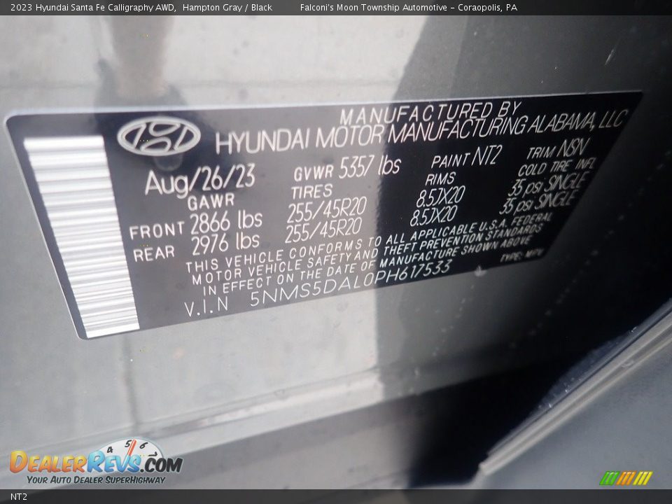 Hyundai Color Code NT2 Hampton Gray