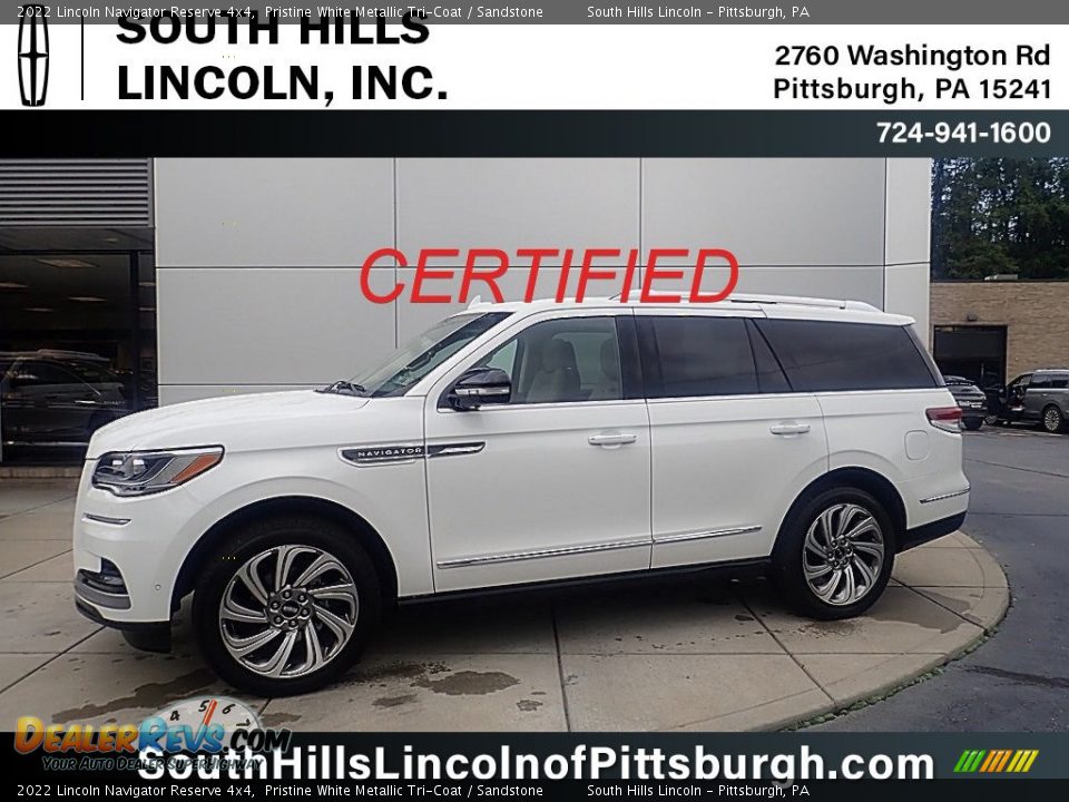 2022 Lincoln Navigator Reserve 4x4 Pristine White Metallic Tri-Coat / Sandstone Photo #1