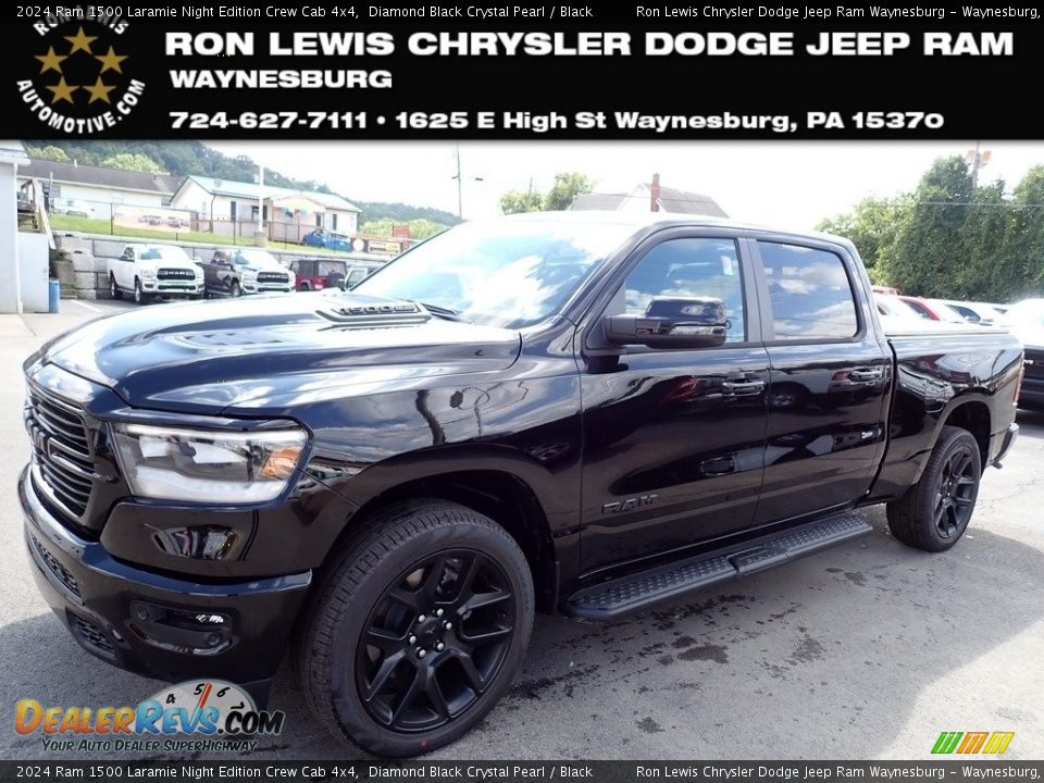 2024 Ram 1500 Laramie Night Edition Crew Cab 4x4 Diamond Black Crystal Pearl / Black Photo #1