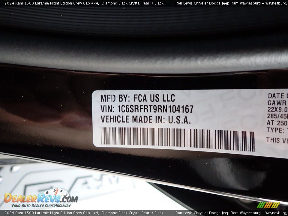 2024 Ram 1500 Laramie Night Edition Crew Cab 4x4 Diamond Black Crystal Pearl / Black Photo #15