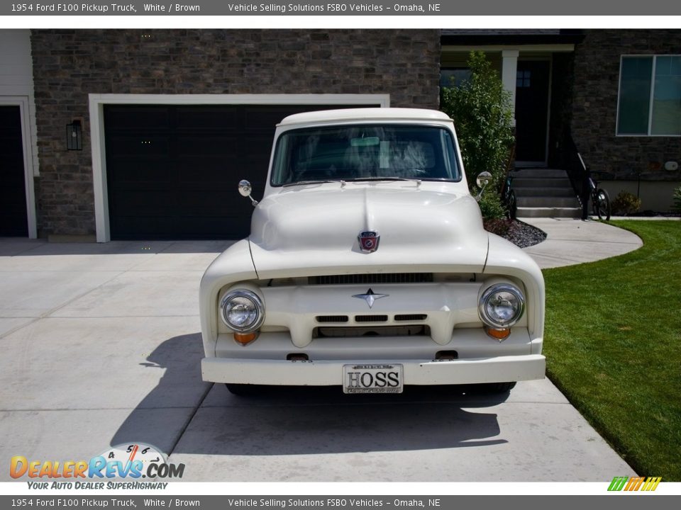 1954 Ford F100 Pickup Truck White / Brown Photo #8