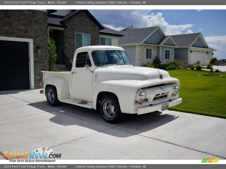 1954 Ford F100 Pickup Truck White / Brown Photo #13