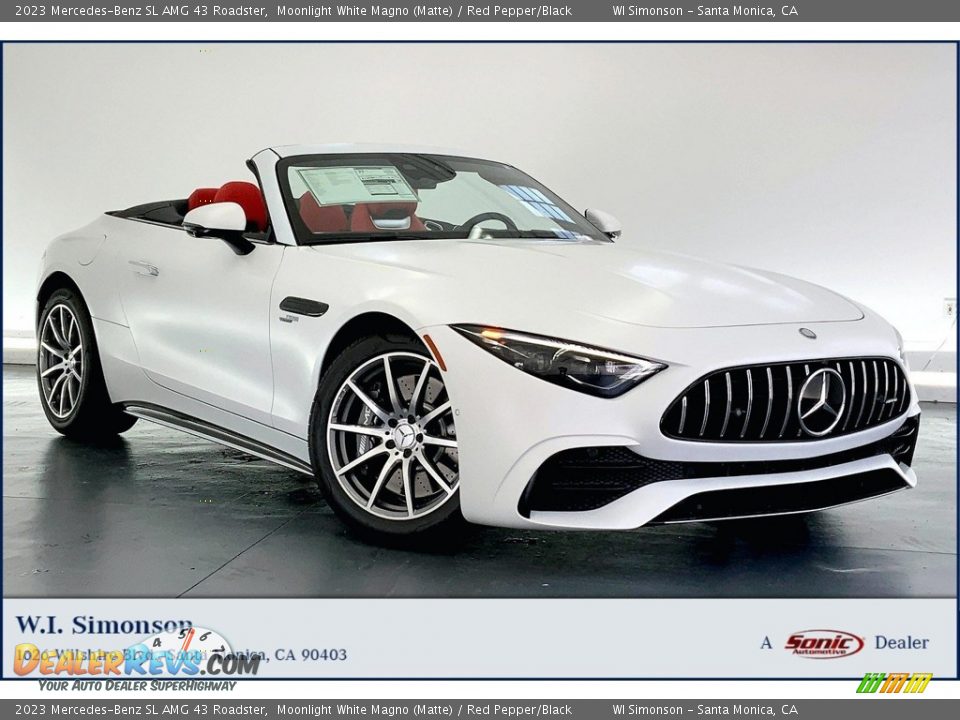 2023 Mercedes-Benz SL AMG 43 Roadster Moonlight White Magno (Matte) / Red Pepper/Black Photo #1