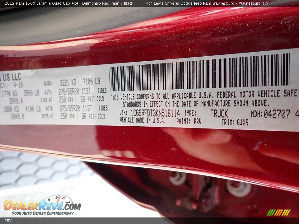 Ram Color Code PRV Delmonico Red Pearl