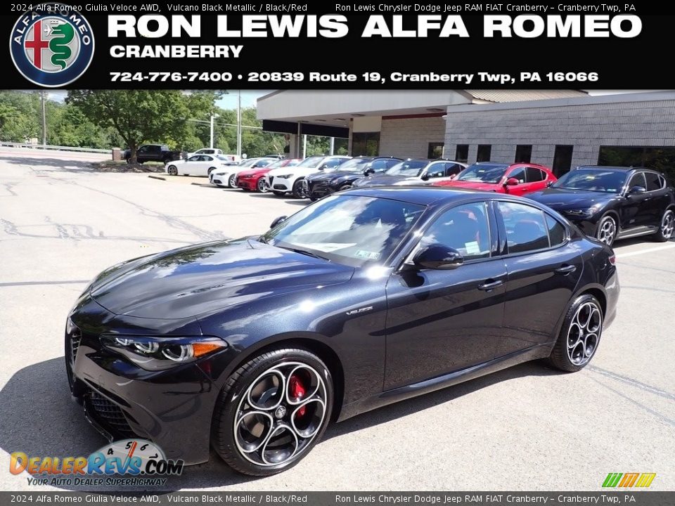 2024 Alfa Romeo Giulia Veloce AWD Vulcano Black Metallic / Black/Red Photo #1