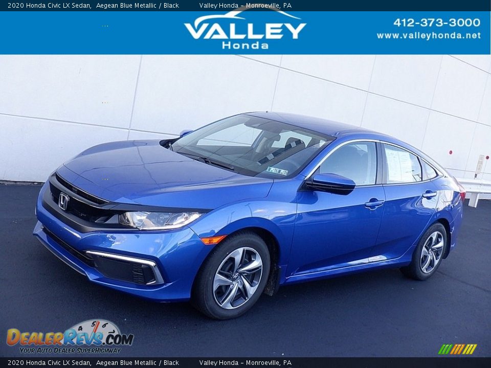 2020 Honda Civic LX Sedan Aegean Blue Metallic / Black Photo #1