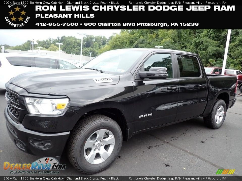 2024 Ram 1500 Big Horn Crew Cab 4x4 Diamond Black Crystal Pearl / Black Photo #1