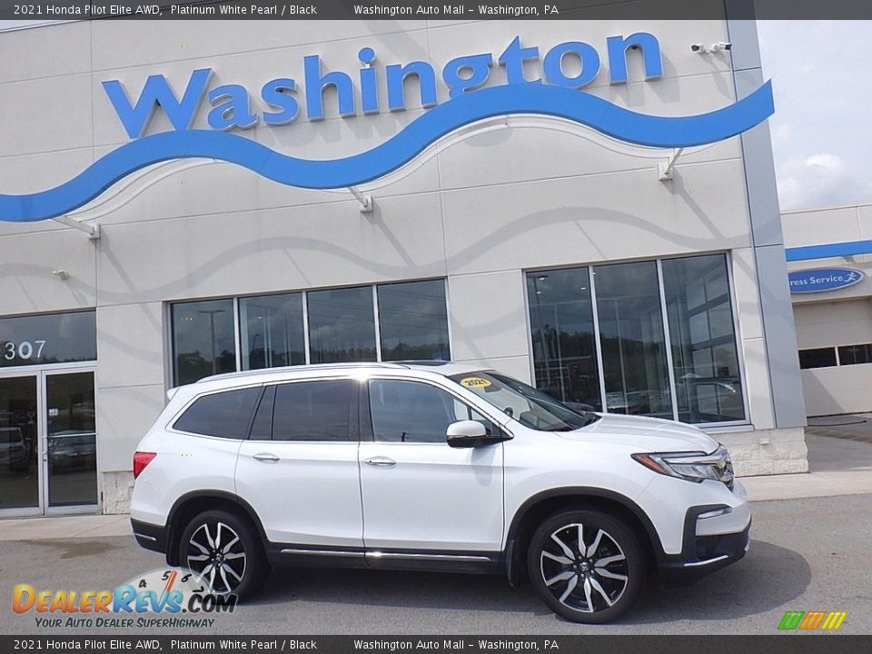 2021 Honda Pilot Elite AWD Platinum White Pearl / Black Photo #1