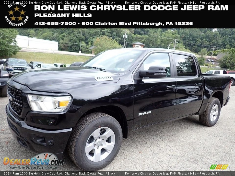 2024 Ram 1500 Big Horn Crew Cab 4x4 Diamond Black Crystal Pearl / Black Photo #1