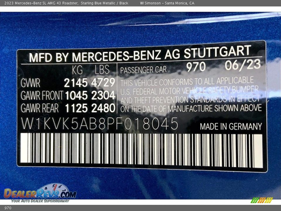 Mercedes-Benz Color Code 970 Starling Blue Metallic