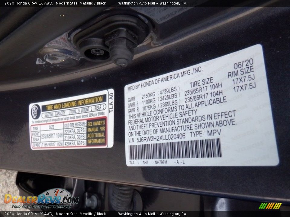 2020 Honda CR-V LX AWD Modern Steel Metallic / Black Photo #28