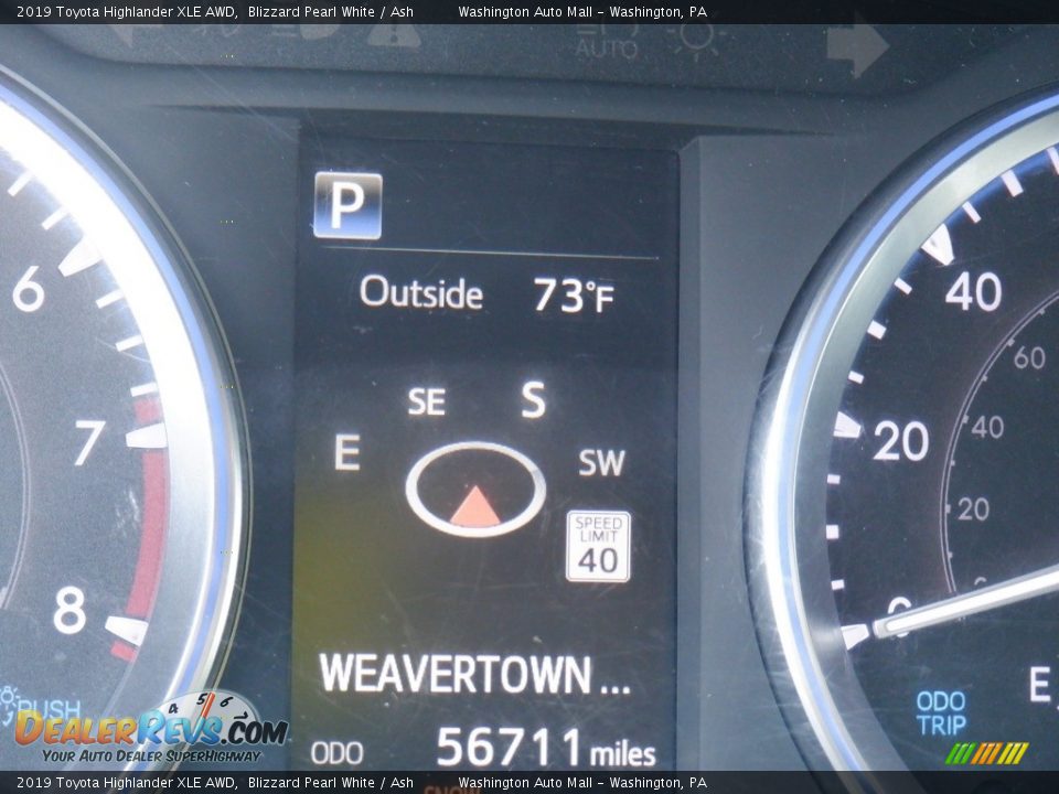 2019 Toyota Highlander XLE AWD Blizzard Pearl White / Ash Photo #36