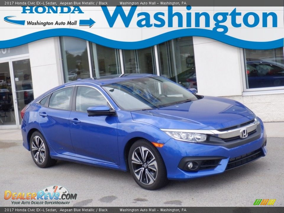 2017 Honda Civic EX-L Sedan Aegean Blue Metallic / Black Photo #1