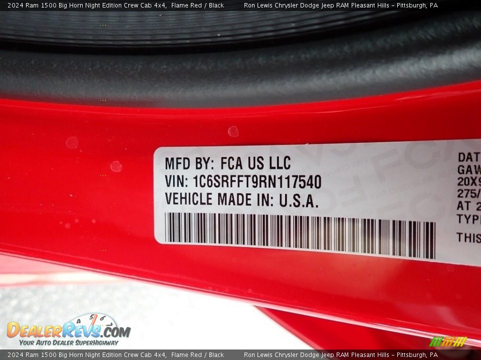2024 Ram 1500 Big Horn Night Edition Crew Cab 4x4 Flame Red / Black Photo #16
