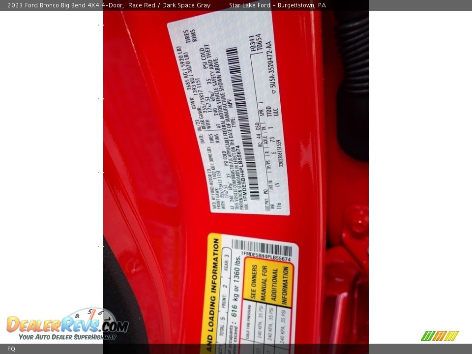 Ford Color Code PQ Race Red