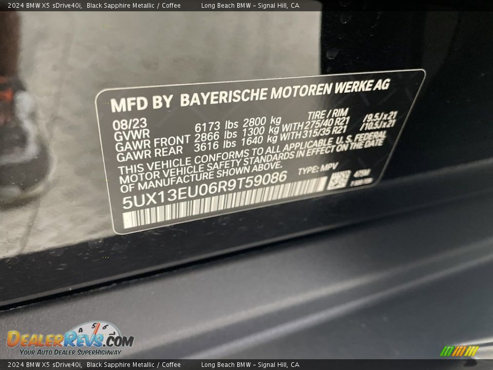 2024 BMW X5 sDrive40i Black Sapphire Metallic / Coffee Photo #26