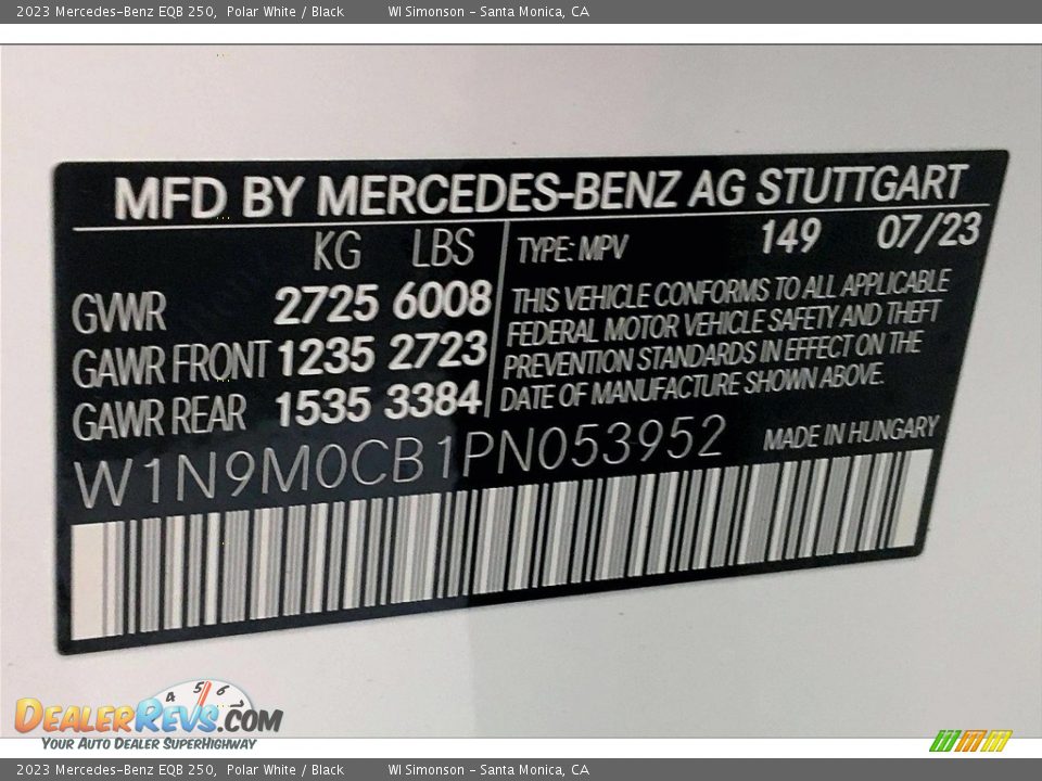 2023 Mercedes-Benz EQB 250 Polar White / Black Photo #11