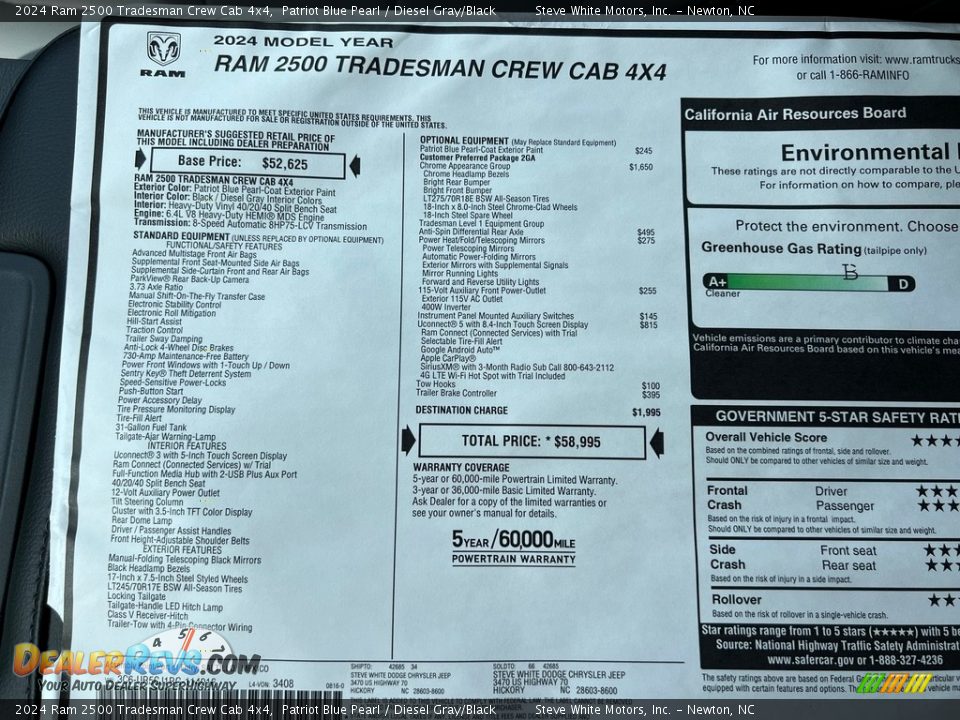 2024 Ram 2500 Tradesman Crew Cab 4x4 Window Sticker Photo #25