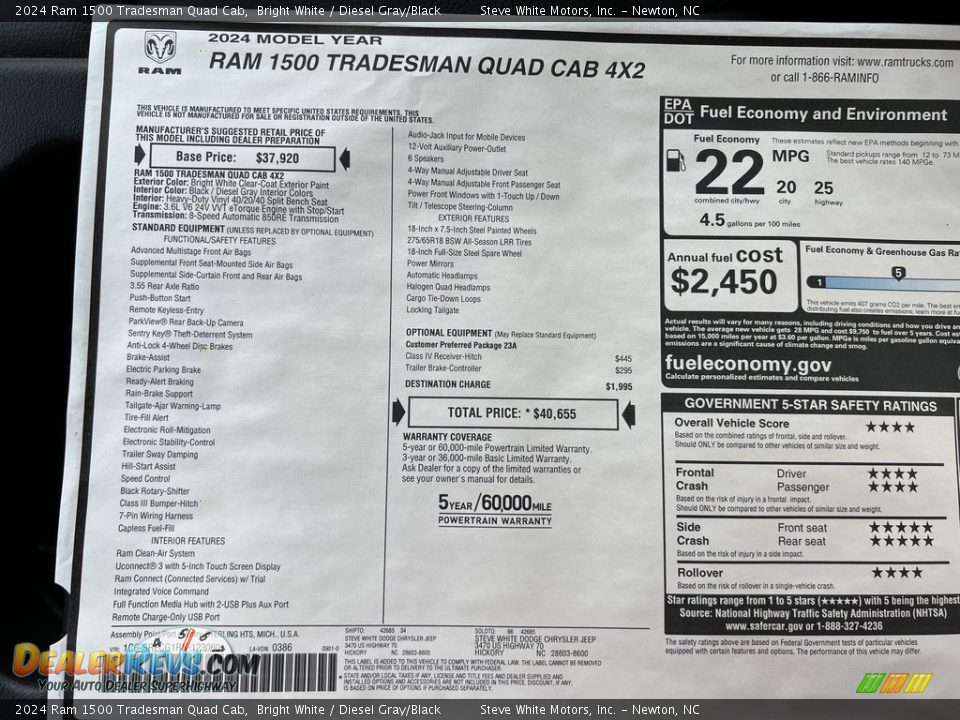 2024 Ram 1500 Tradesman Quad Cab Window Sticker Photo #25