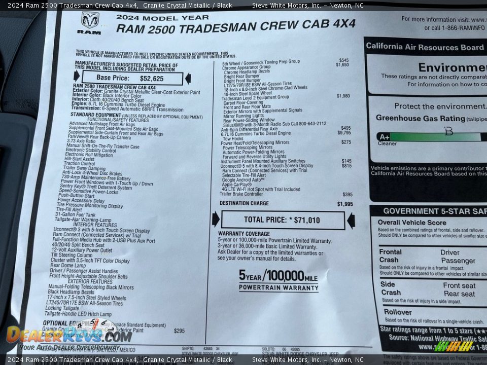 2024 Ram 2500 Tradesman Crew Cab 4x4 Window Sticker Photo #25