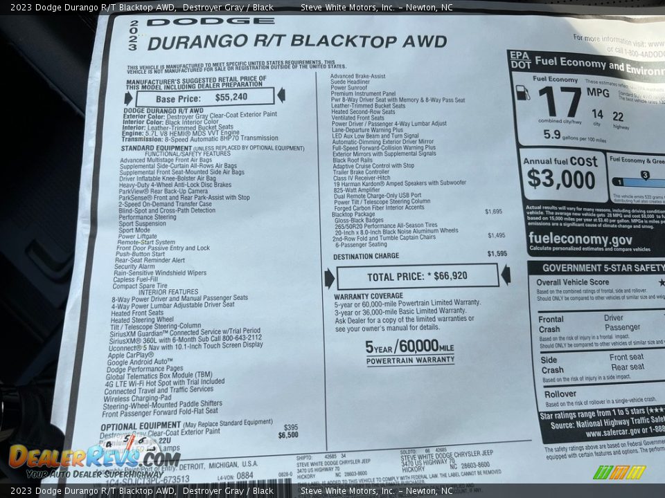 2023 Dodge Durango R/T Blacktop AWD Window Sticker Photo #31