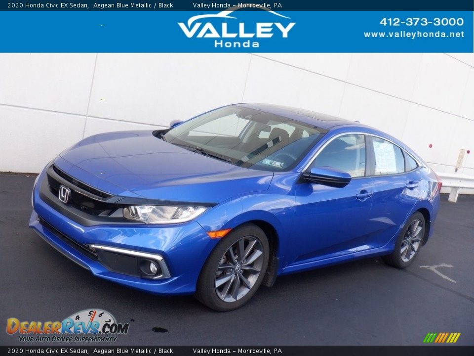 2020 Honda Civic EX Sedan Aegean Blue Metallic / Black Photo #1