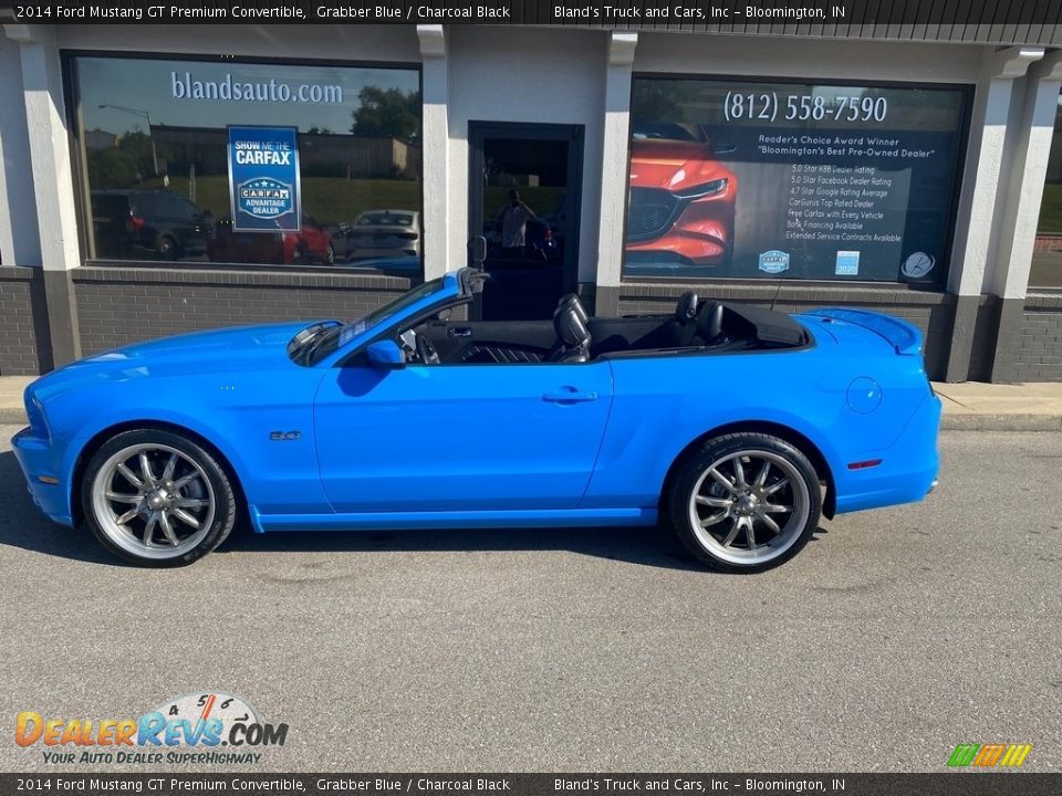 2014 Ford Mustang GT Premium Convertible Grabber Blue / Charcoal Black Photo #9