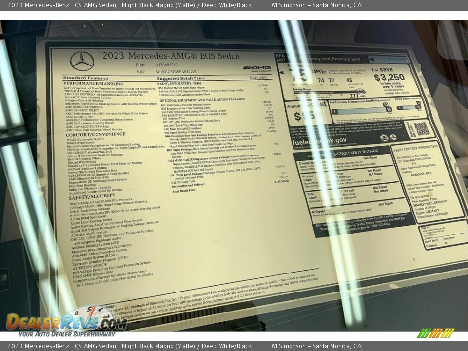 2023 Mercedes-Benz EQS AMG Sedan Window Sticker Photo #13
