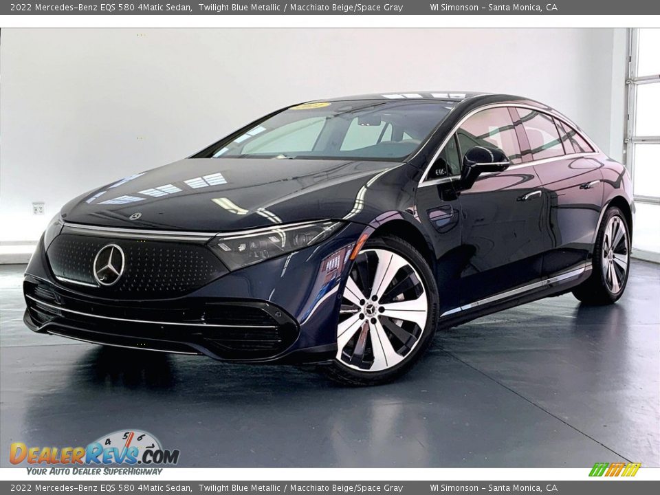 2022 Mercedes-Benz EQS 580 4Matic Sedan Twilight Blue Metallic / Macchiato Beige/Space Gray Photo #11