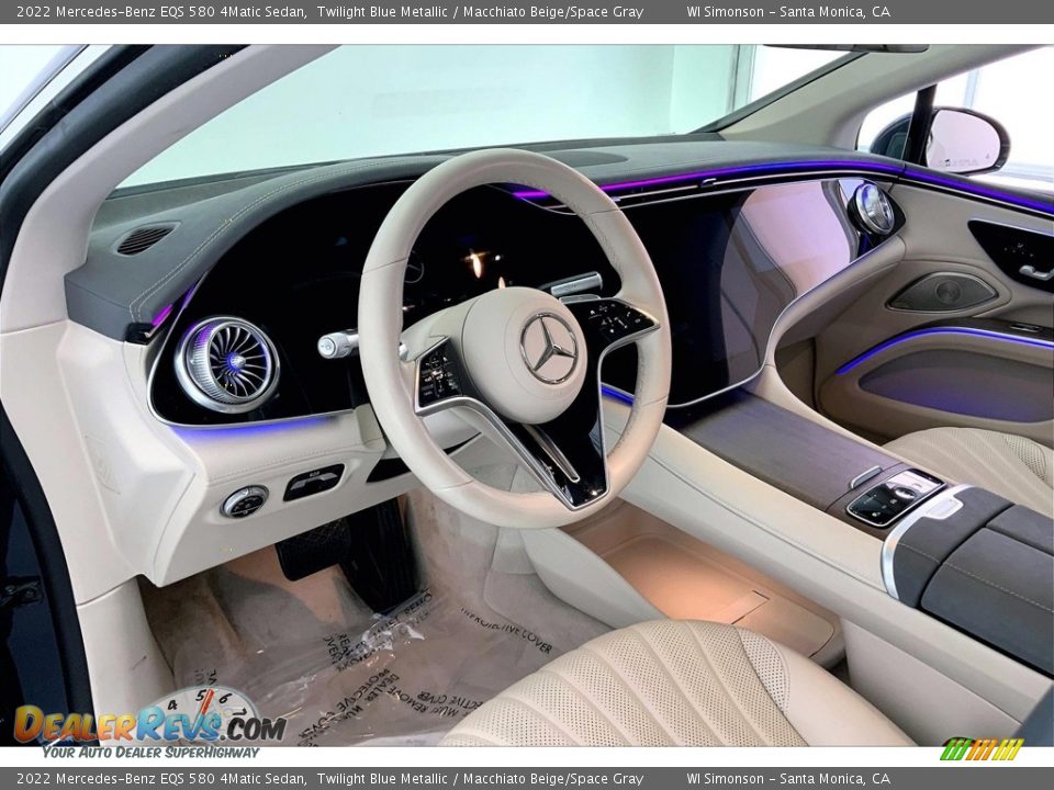 2022 Mercedes-Benz EQS 580 4Matic Sedan Twilight Blue Metallic / Macchiato Beige/Space Gray Photo #13
