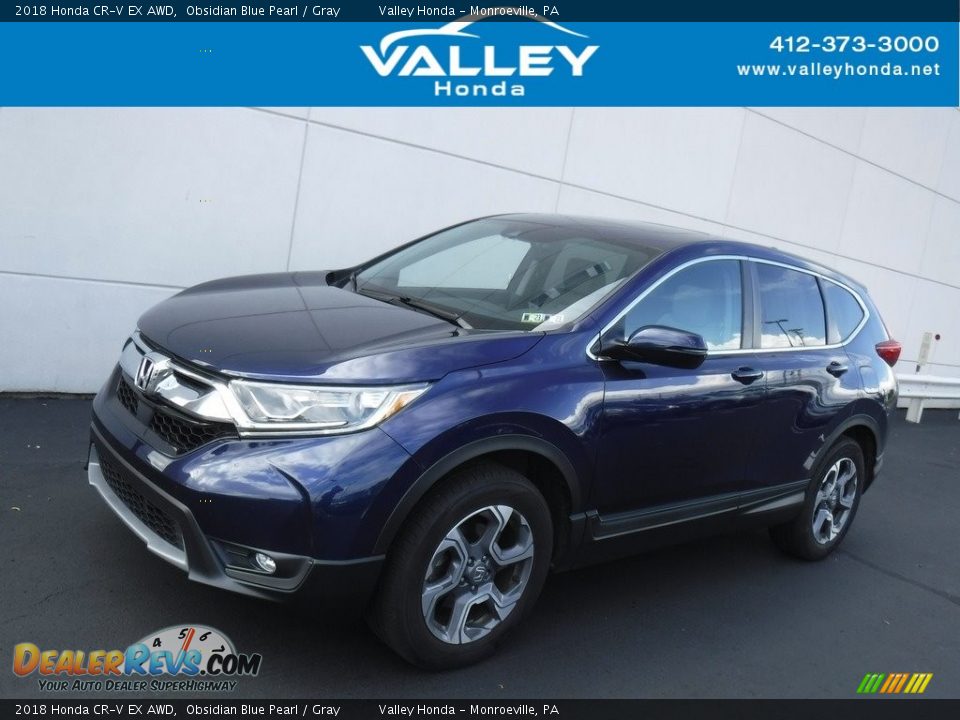 2018 Honda CR-V EX AWD Obsidian Blue Pearl / Gray Photo #1