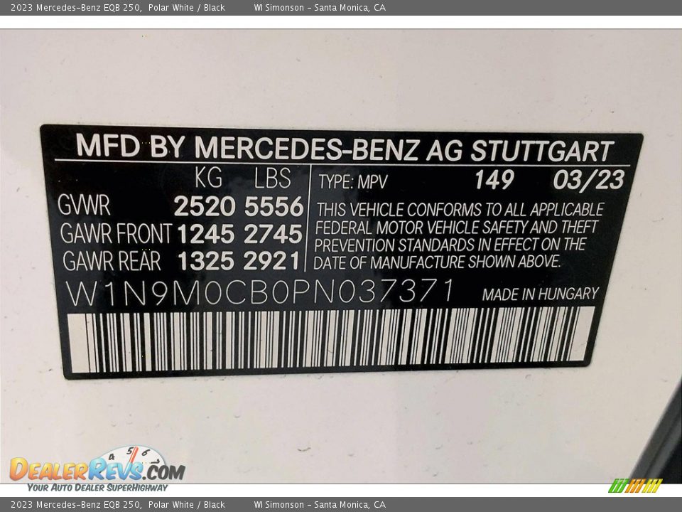 2023 Mercedes-Benz EQB 250 Polar White / Black Photo #32