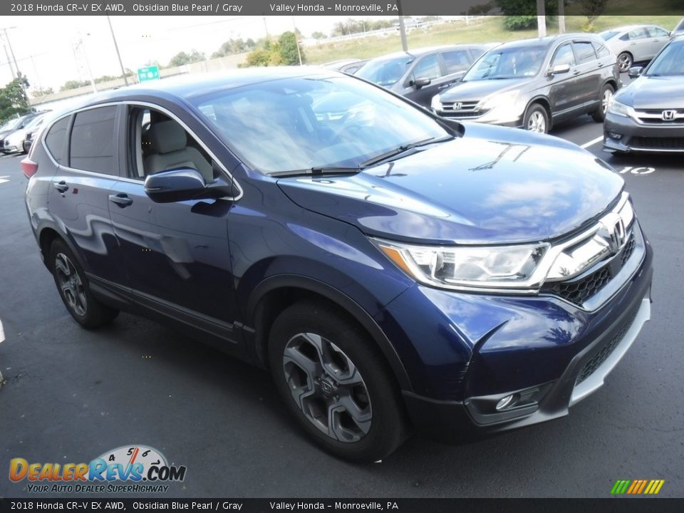 2018 Honda CR-V EX AWD Obsidian Blue Pearl / Gray Photo #6