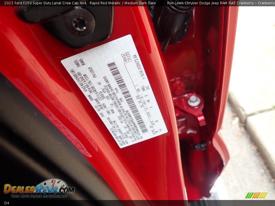 Ford Color Code D4 Rapid Red Metallic