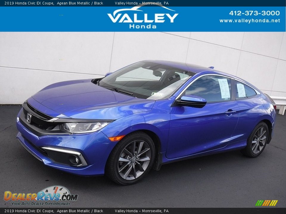 2019 Honda Civic EX Coupe Agean Blue Metallic / Black Photo #1