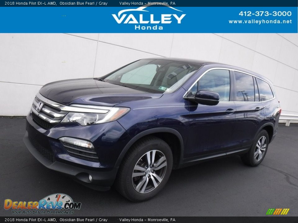 2018 Honda Pilot EX-L AWD Obsidian Blue Pearl / Gray Photo #1