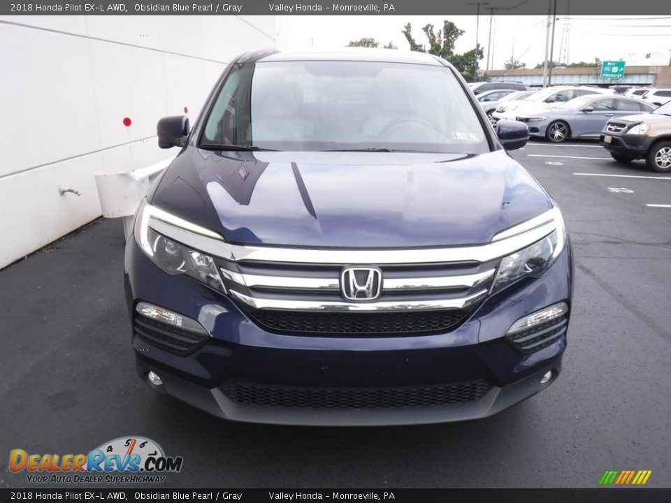 2018 Honda Pilot EX-L AWD Obsidian Blue Pearl / Gray Photo #3
