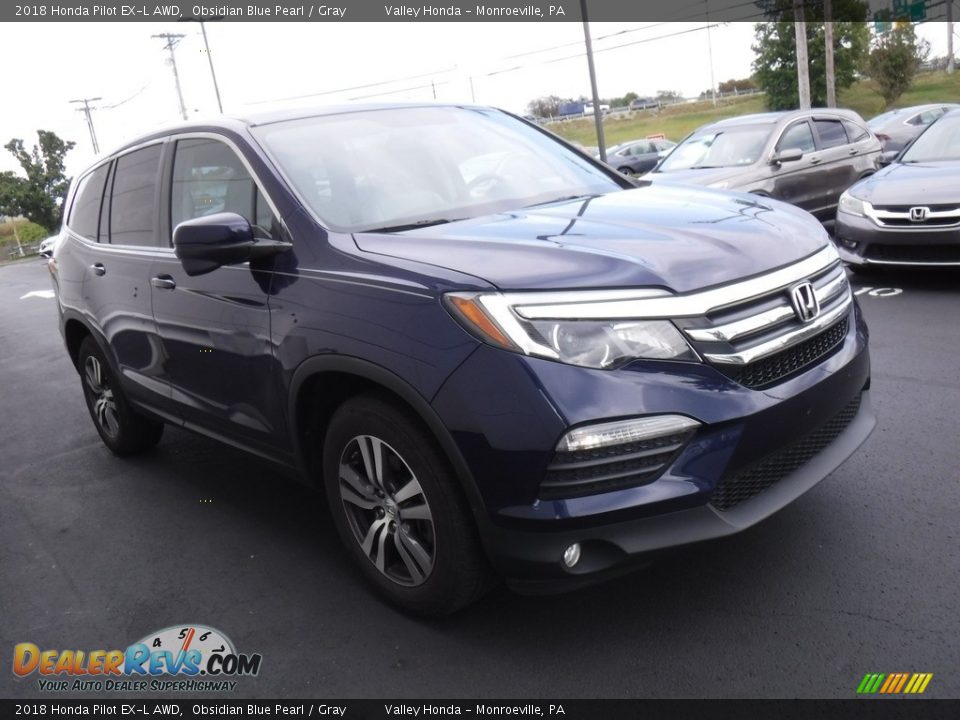 2018 Honda Pilot EX-L AWD Obsidian Blue Pearl / Gray Photo #4