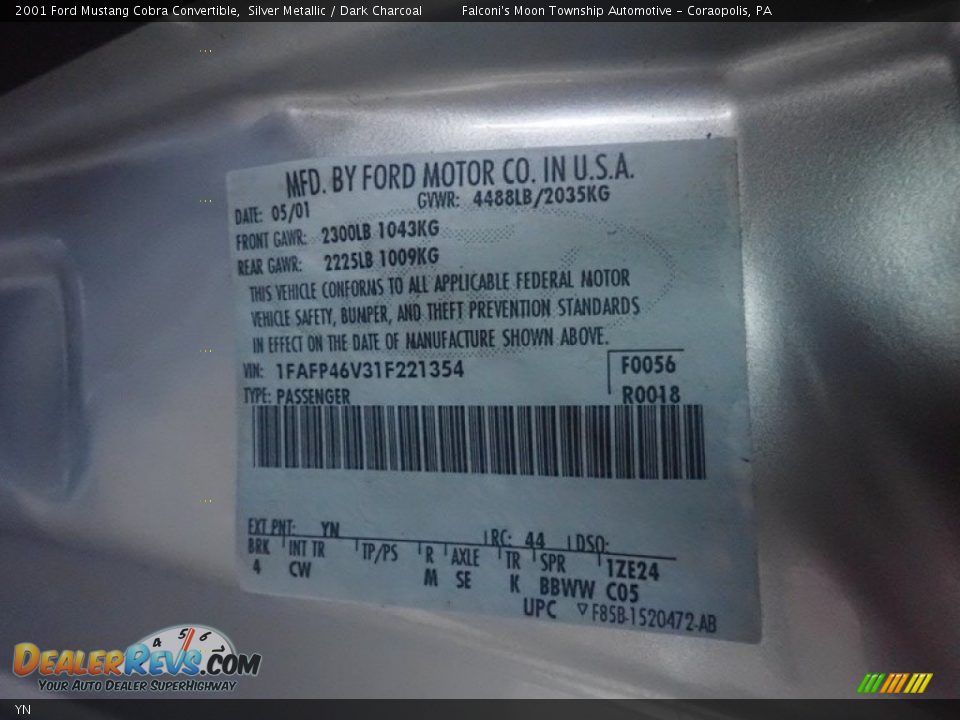 Ford Color Code YN Silver Metallic