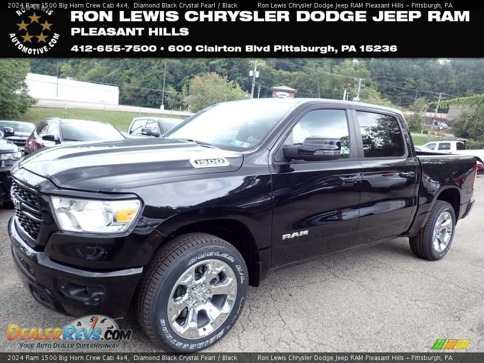 2024 Ram 1500 Big Horn Crew Cab 4x4 Diamond Black Crystal Pearl / Black Photo #1