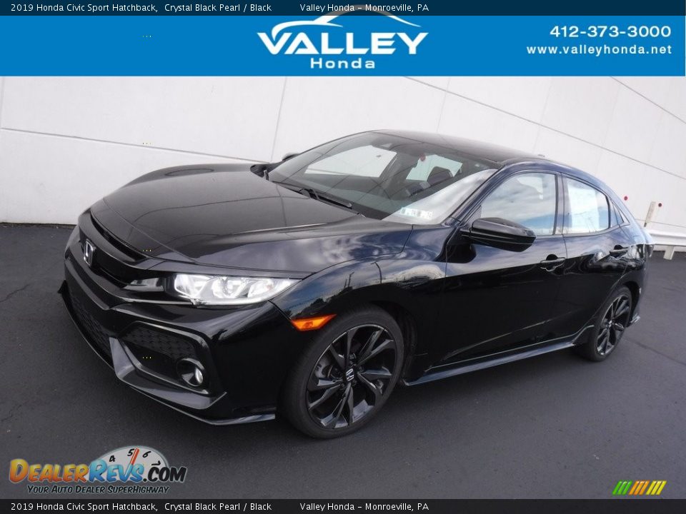 2019 Honda Civic Sport Hatchback Crystal Black Pearl / Black Photo #1