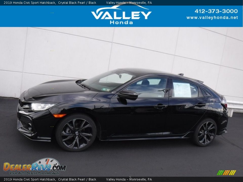 2019 Honda Civic Sport Hatchback Crystal Black Pearl / Black Photo #2