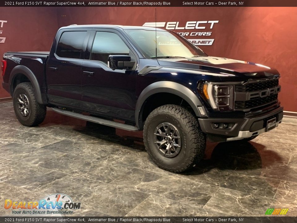 2021 Ford F150 SVT Raptor SuperCrew 4x4 Antimatter Blue / Raptor Black/Rhapsody Blue Photo #3