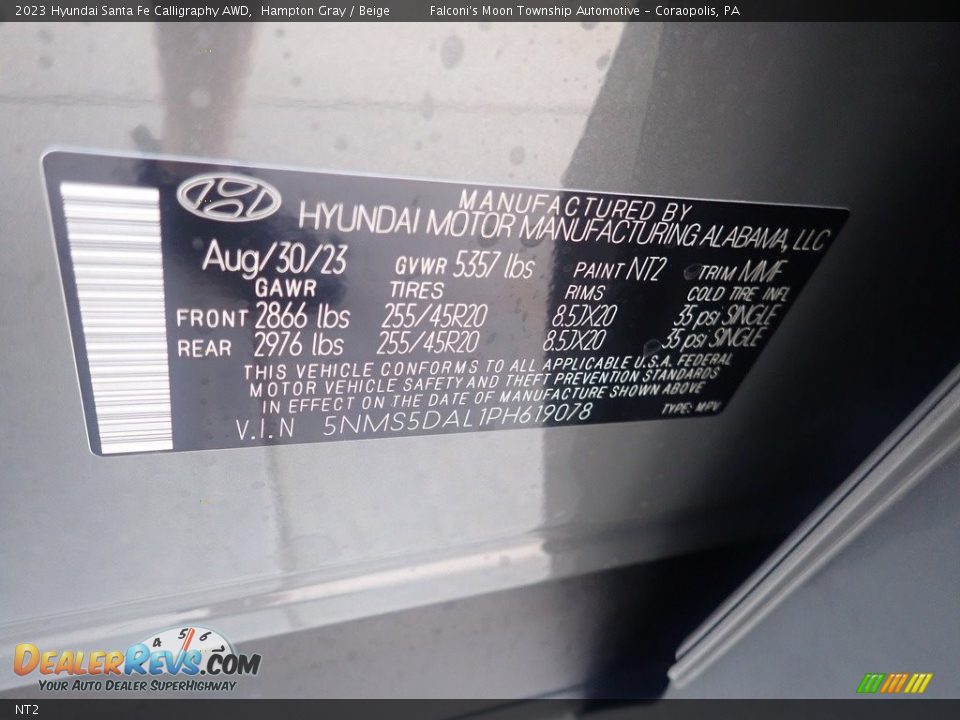 Hyundai Color Code NT2 Hampton Gray