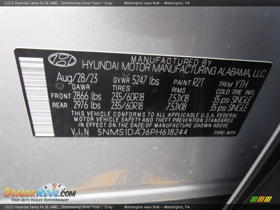 2023 Hyundai Santa Fe SE AWD Shimmering Silver Pearl / Gray Photo #28