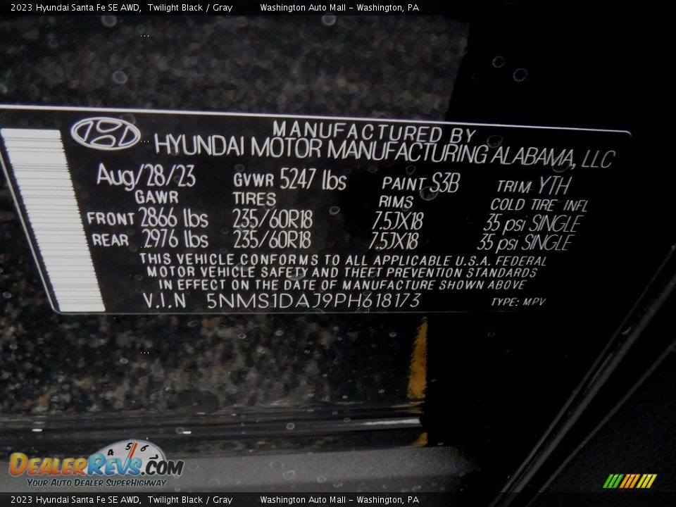 2023 Hyundai Santa Fe SE AWD Twilight Black / Gray Photo #27